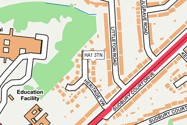 HA1 3TN map - OS OpenMap – Local (Ordnance Survey)
