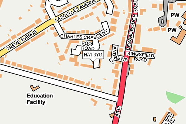 HA1 3YG map - OS OpenMap – Local (Ordnance Survey)