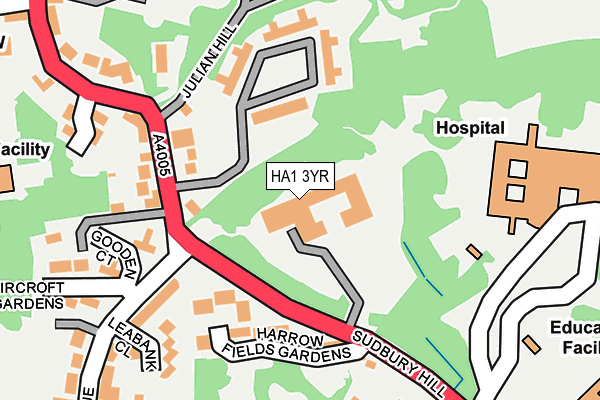 HA1 3YR map - OS OpenMap – Local (Ordnance Survey)