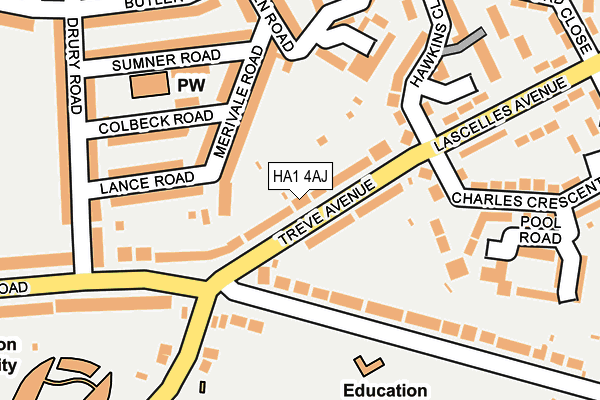 HA1 4AJ map - OS OpenMap – Local (Ordnance Survey)