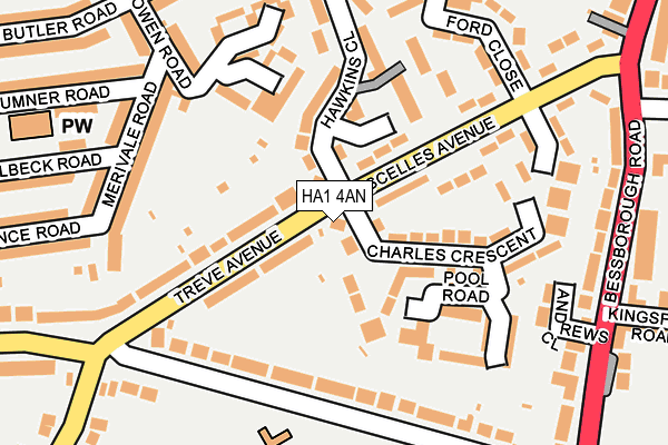 HA1 4AN map - OS OpenMap – Local (Ordnance Survey)