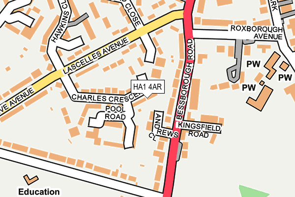 HA1 4AR map - OS OpenMap – Local (Ordnance Survey)