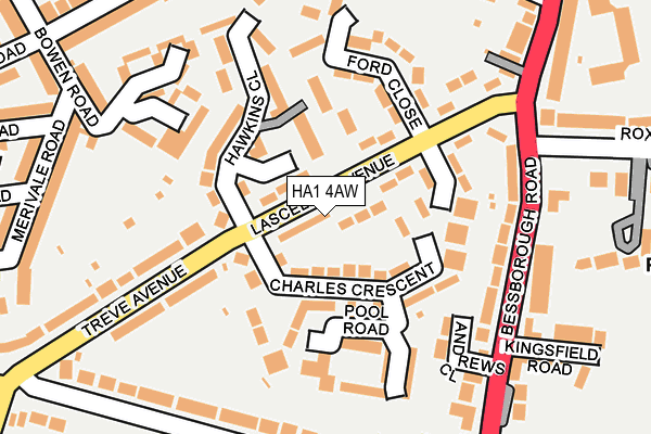 HA1 4AW map - OS OpenMap – Local (Ordnance Survey)