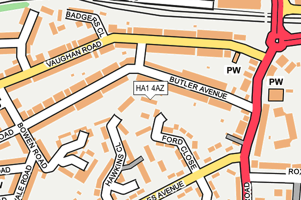 HA1 4AZ map - OS OpenMap – Local (Ordnance Survey)