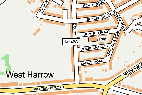 HA1 4BW map - OS OpenMap – Local (Ordnance Survey)