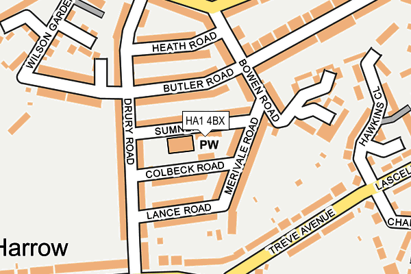 HA1 4BX map - OS OpenMap – Local (Ordnance Survey)