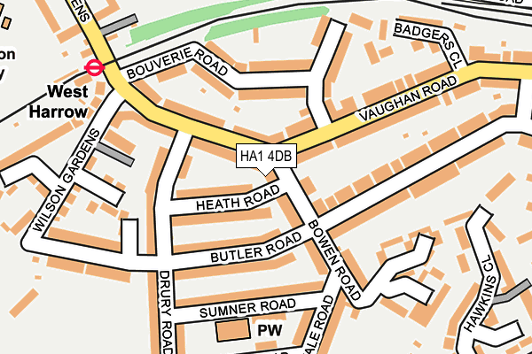 HA1 4DB map - OS OpenMap – Local (Ordnance Survey)