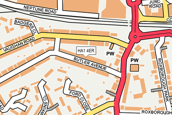 HA1 4ER map - OS OpenMap – Local (Ordnance Survey)
