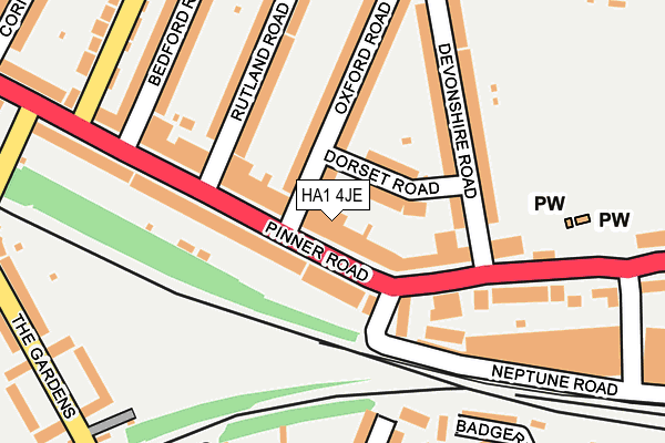 HA1 4JE map - OS OpenMap – Local (Ordnance Survey)
