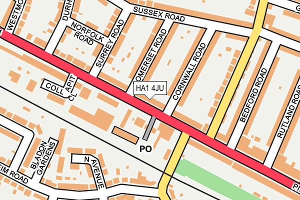 HA1 4JU map - OS OpenMap – Local (Ordnance Survey)