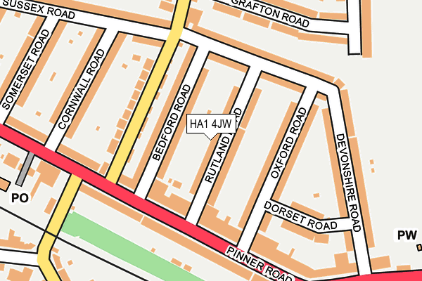 HA1 4JW map - OS OpenMap – Local (Ordnance Survey)