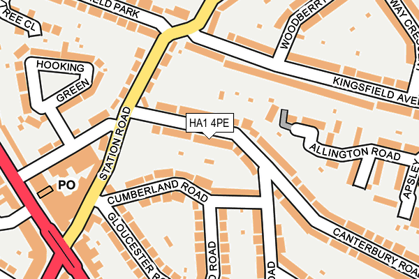 HA1 4PE map - OS OpenMap – Local (Ordnance Survey)