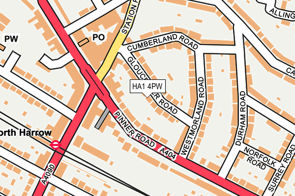 HA1 4PW map - OS OpenMap – Local (Ordnance Survey)