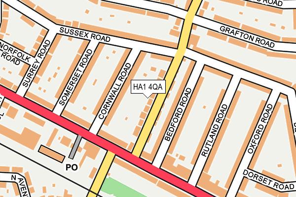 HA1 4QA map - OS OpenMap – Local (Ordnance Survey)