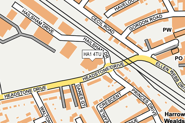 HA1 4TU map - OS OpenMap – Local (Ordnance Survey)