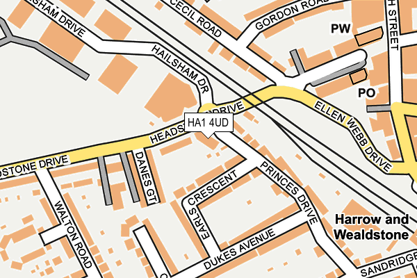 HA1 4UD map - OS OpenMap – Local (Ordnance Survey)