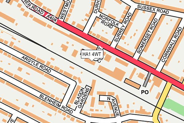 HA1 4WT map - OS OpenMap – Local (Ordnance Survey)