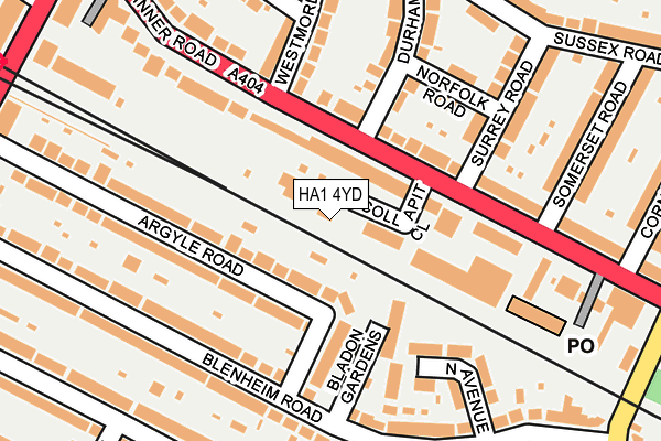 HA1 4YD map - OS OpenMap – Local (Ordnance Survey)