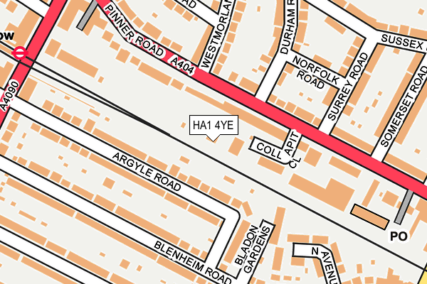 HA1 4YE map - OS OpenMap – Local (Ordnance Survey)