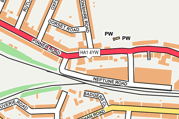 HA1 4YW map - OS OpenMap – Local (Ordnance Survey)