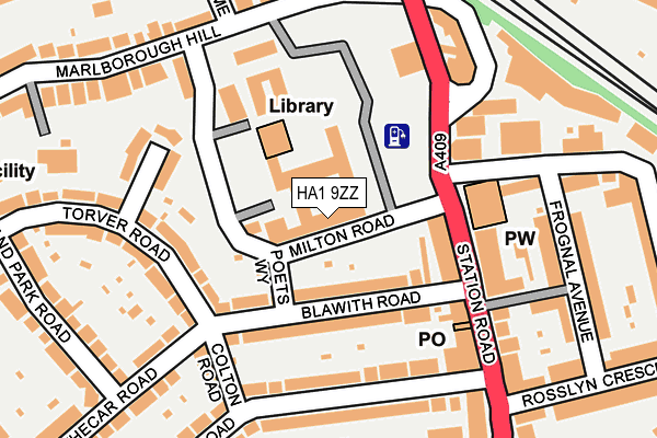 HA1 9ZZ map - OS OpenMap – Local (Ordnance Survey)