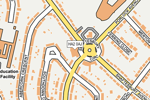 HA2 0AJ map - OS OpenMap – Local (Ordnance Survey)