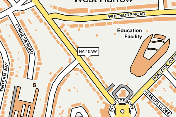 HA2 0AW map - OS OpenMap – Local (Ordnance Survey)
