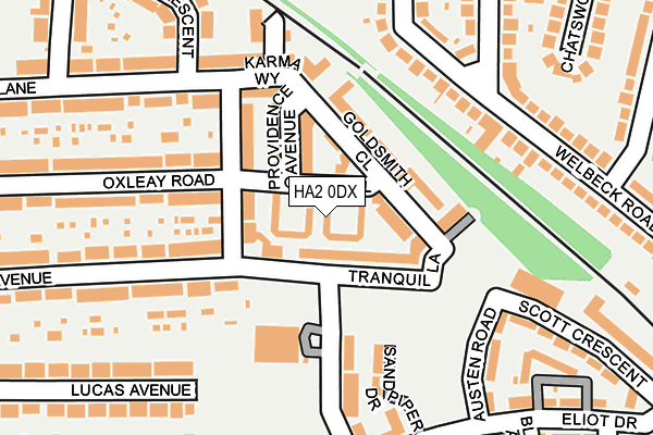 HA2 0DX map - OS OpenMap – Local (Ordnance Survey)