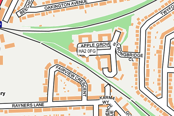 HA2 0FG map - OS OpenMap – Local (Ordnance Survey)