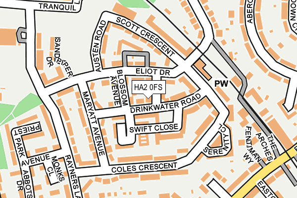HA2 0FS map - OS OpenMap – Local (Ordnance Survey)