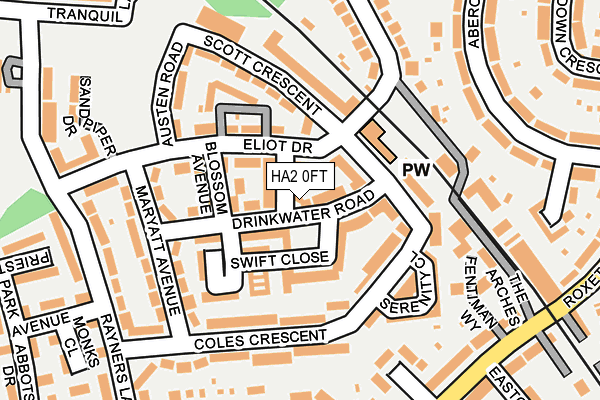 HA2 0FT map - OS OpenMap – Local (Ordnance Survey)