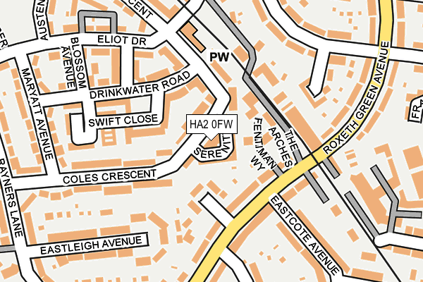 HA2 0FW map - OS OpenMap – Local (Ordnance Survey)