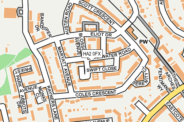 HA2 0FX map - OS OpenMap – Local (Ordnance Survey)