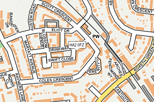 HA2 0FZ map - OS OpenMap – Local (Ordnance Survey)