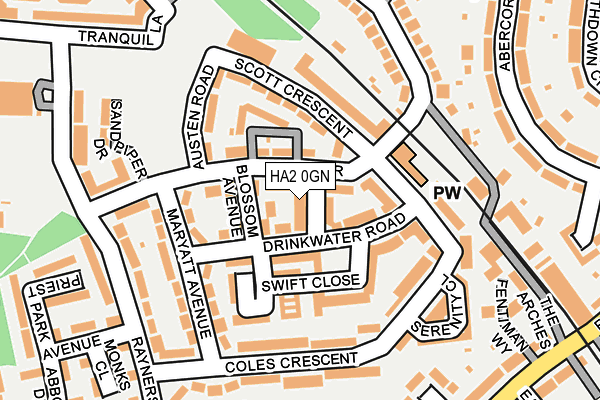 HA2 0GN map - OS OpenMap – Local (Ordnance Survey)