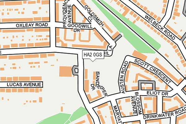 HA2 0GS map - OS OpenMap – Local (Ordnance Survey)
