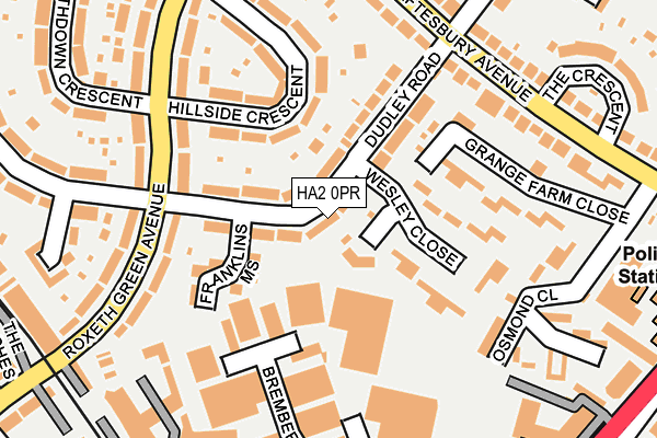 HA2 0PR map - OS OpenMap – Local (Ordnance Survey)
