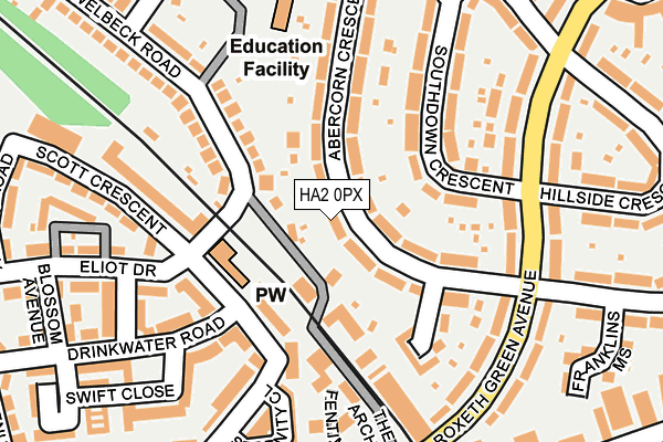 HA2 0PX map - OS OpenMap – Local (Ordnance Survey)