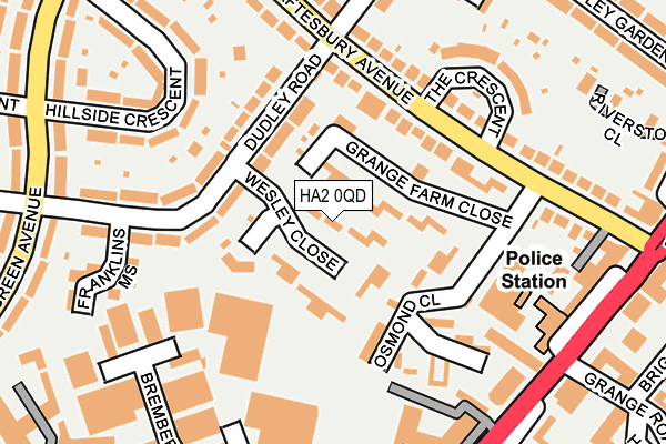 HA2 0QD map - OS OpenMap – Local (Ordnance Survey)