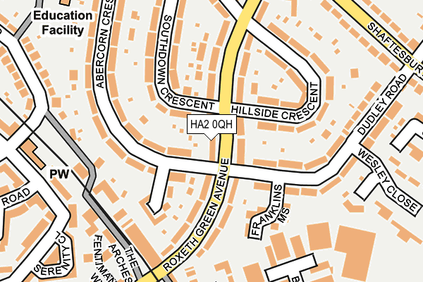 HA2 0QH map - OS OpenMap – Local (Ordnance Survey)