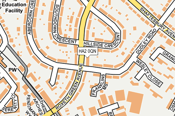 HA2 0QN map - OS OpenMap – Local (Ordnance Survey)
