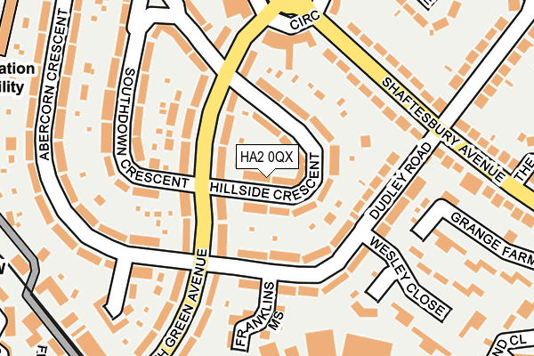 HA2 0QX map - OS OpenMap – Local (Ordnance Survey)