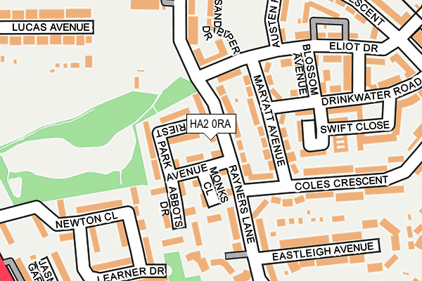 HA2 0RA map - OS OpenMap – Local (Ordnance Survey)