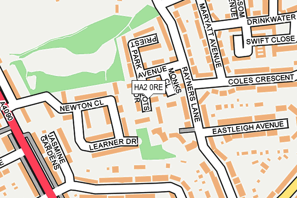 HA2 0RE map - OS OpenMap – Local (Ordnance Survey)