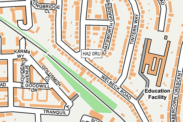 HA2 0RU map - OS OpenMap – Local (Ordnance Survey)