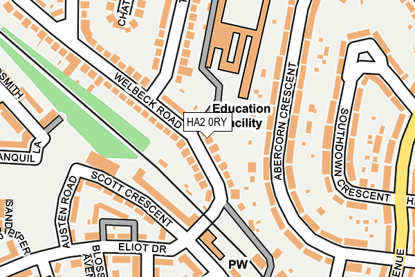 HA2 0RY map - OS OpenMap – Local (Ordnance Survey)