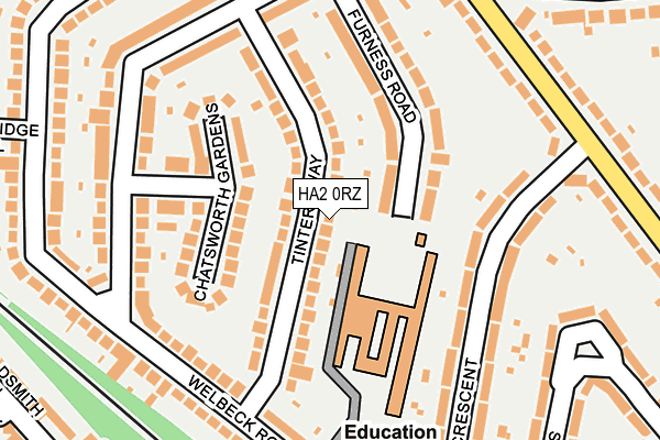 HA2 0RZ map - OS OpenMap – Local (Ordnance Survey)