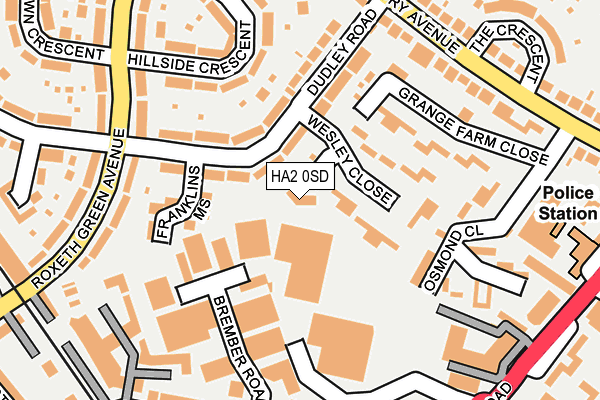 HA2 0SD map - OS OpenMap – Local (Ordnance Survey)