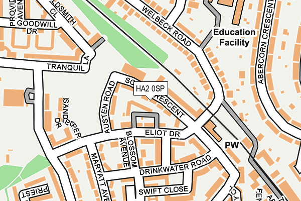 HA2 0SP map - OS OpenMap – Local (Ordnance Survey)