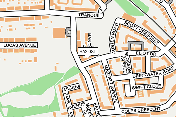 HA2 0ST map - OS OpenMap – Local (Ordnance Survey)